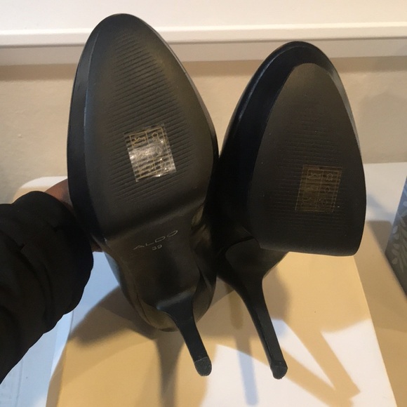 Aldo Poldrack-97 Leather Platform Shoes Stretch Crisscross Zipper Back-Size 39 - Picture 6 of 9